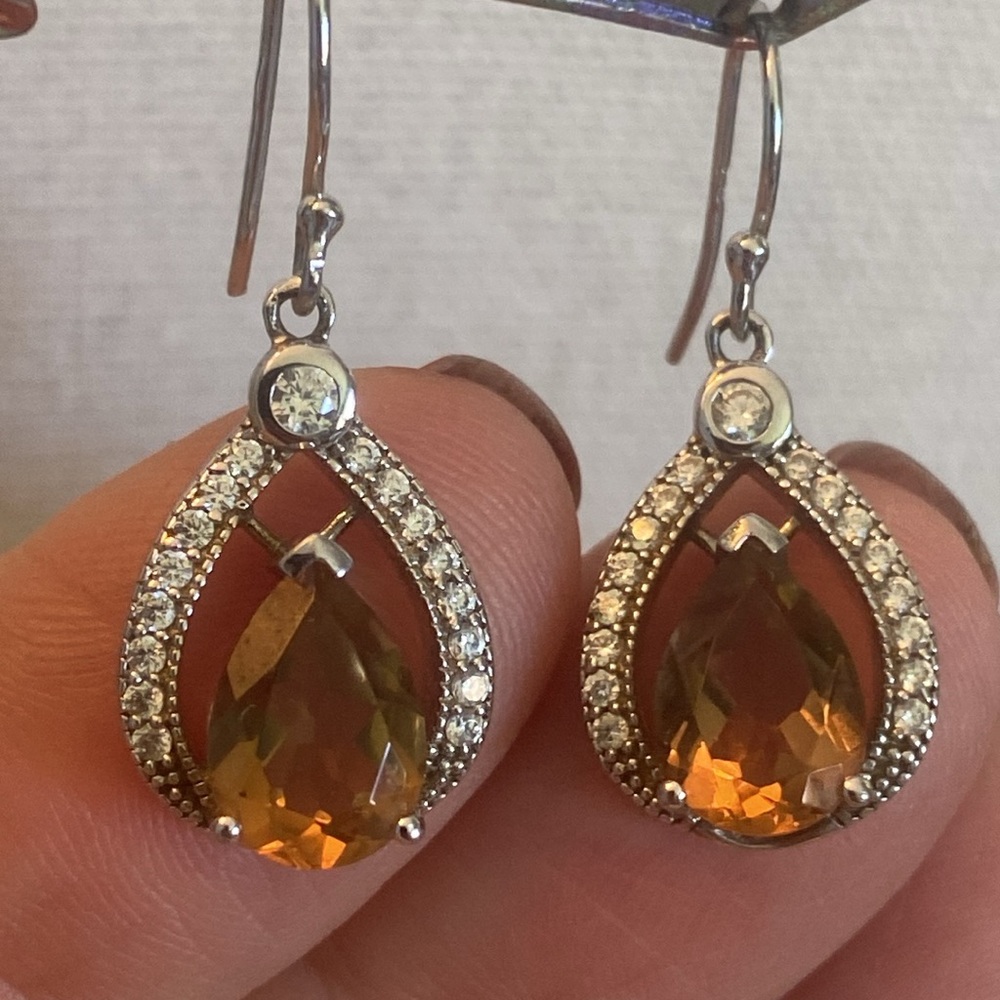 Elegant Sterling Teardrop Gemstone
Earrings